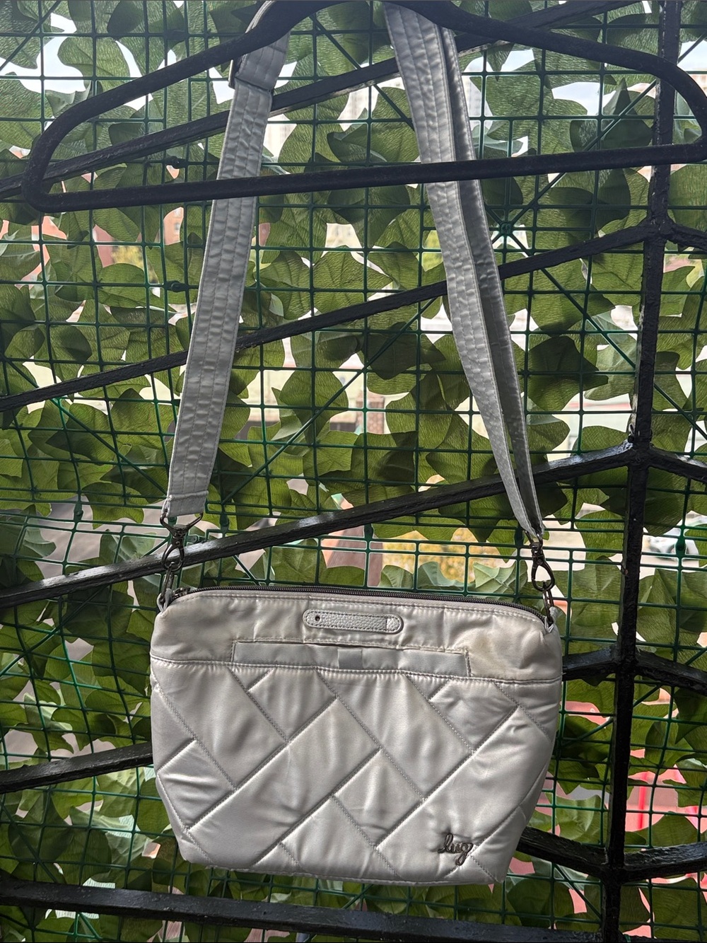 Lug Silver Quilted Shoulder Crossbody Bag